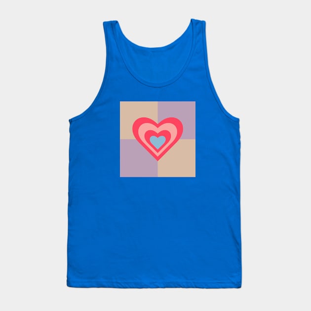 LOVE HEARTS CHECKERBOARD Retro Valentines in Red Pink Blue on Beige Lavender Purple Geometric Grid - UnBlink Studio by Jackie Tahara Tank Top by UnBlink Studio by Jackie Tahara